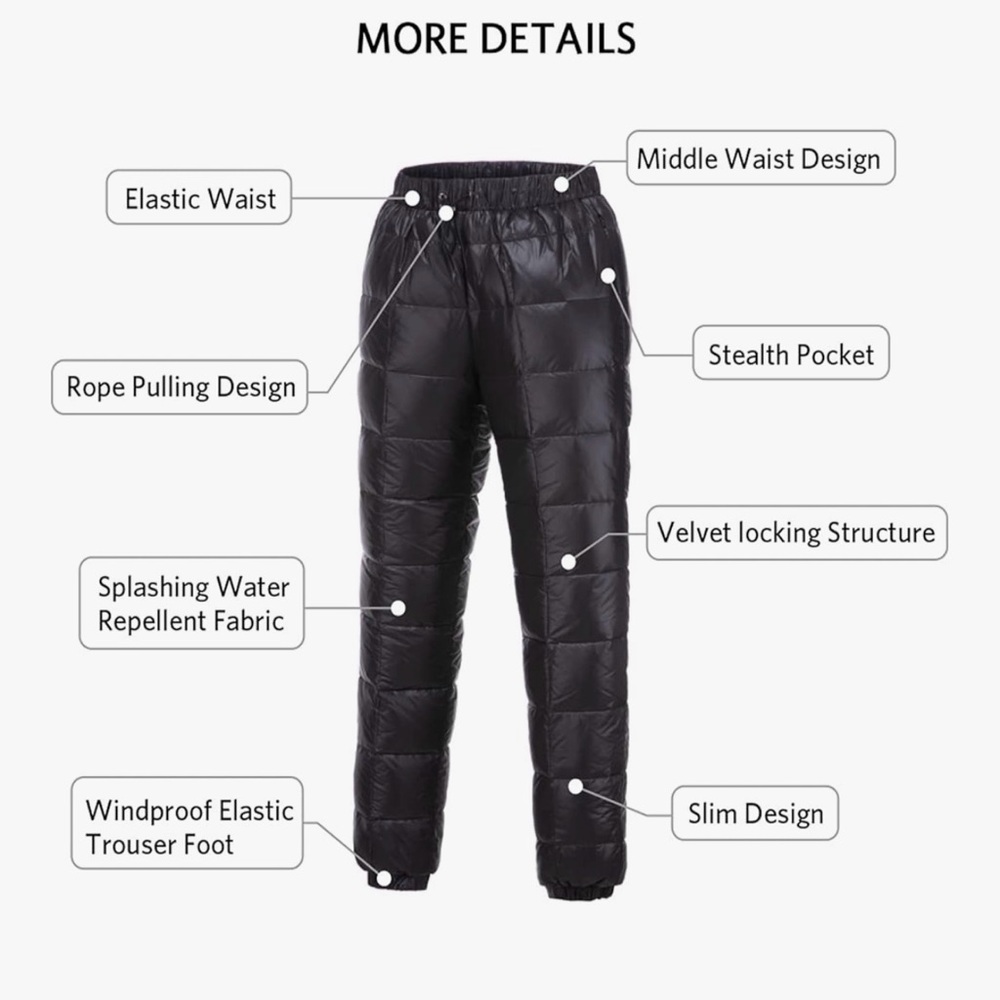 Men's Quilted Black Pants - Picture 8 of 8